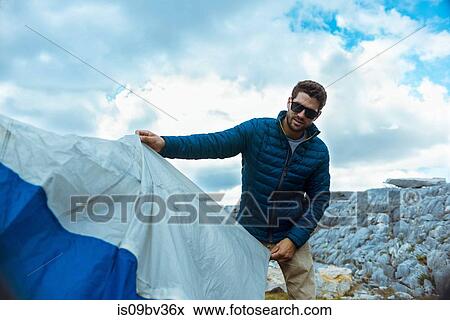 Hiker setting up camp, Mineral King, California, United States View Large Photo Image Stock Photo - Hiker setting up camp, Mineral King, California, United States. Fotosearch