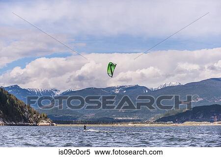 Kite surfing, Squamish, Canada View Large Photo Image Stock Photography - Kite surfing, Squamish, Canada. Fotosearch