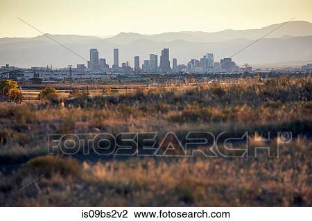 Landscape, skyline of skyscrapers in background, Denver, Colorado, USA View Large Photo Image Stock Image - Landscape, skyline of skyscrapers in background, Denver, Colorado, USA. Fotosearch