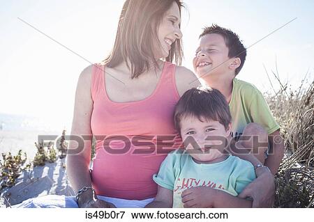 Mother and sons on beach, Cape Town, South Africa View Large Photo Image Stock Photo - Mother and sons on beach, Cape Town, South Africa. Fotosearch