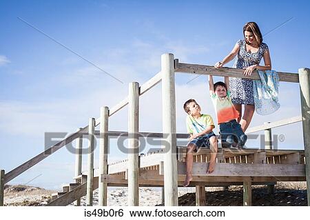 Mother and sons on beach, Cape Town, South Africa View Large Photo Image Stock Photograph - Mother and sons on beach, Cape Town, South Africa. Fotosearch