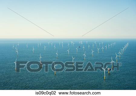 Offshore wind farm in the Borselle windfield, aerial view, Domburg, Zeeland, Netherlands View Large Photo Image Stock Image - Offshore wind farm in the Borselle windfield, aerial view, Domburg, Zeeland, Netherlands. Fotosearch