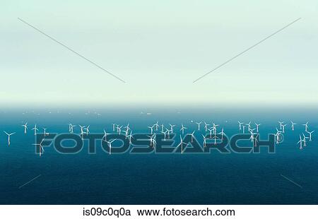 Offshore wind farm in the Borselle windfield, aerial view, Domburg, Zeeland, Netherlands View Large Photo Image Stock Image - Offshore wind farm in the Borselle windfield, aerial view, Domburg, Zeeland, Netherlands. Fotosearch