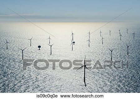 Offshore wind farm in the Borselle windfield, aerial view, Domburg, Zeeland, Netherlands View Large Photo Image Stock Image - Offshore wind farm in the Borselle windfield, aerial view, Domburg, Zeeland, Netherlands. Fotosearch