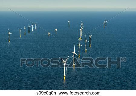 Offshore wind farm in the Borselle windfield, aerial view, Domburg, Zeeland, Netherlands View Large Photo Image Stock Image - Offshore wind farm in the Borselle windfield, aerial view, Domburg, Zeeland, Netherlands. Fotosearch