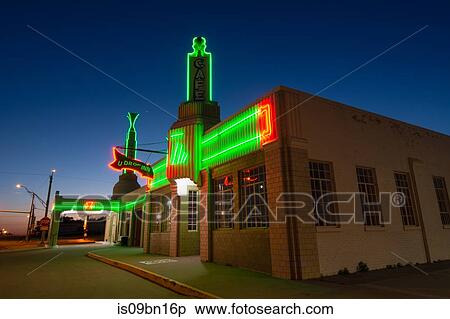 Stock Photography - Old U Drop Inn, Route 66 landmark, Shamrock, Texas. Fotosearch