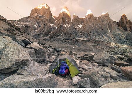 Rock climber camping in El Chaltn, south Patagonia, Argentina View Large Photo Image Stock Photography - Rock climber camping in El Chaltn, south Patagonia, Argentina. Fotosearch