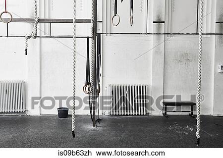 Ropes and gymnastic rings in cross training gym View Large Photo Image Stock Image - Ropes and gymnastic rings in cross training gym. Fotosearch
