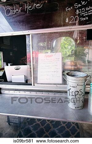 Service window of food truck View Large Photo Image Stock Image - Service window of food truck. Fotosearch