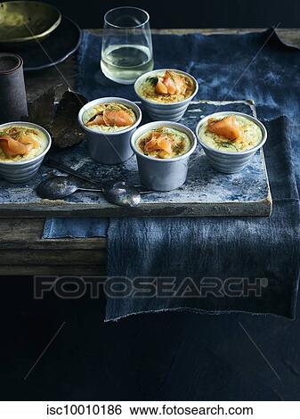 Smoked salmon souffle View Large Photo Image Stock Photograph - Smoked salmon souffle. Fotosearch