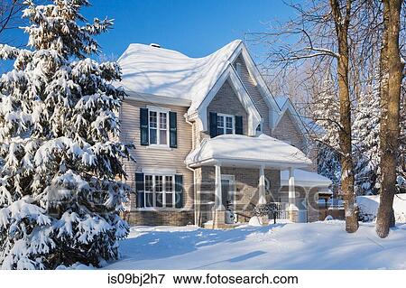 Snow covered house, Quebec, Canada View Large Photo Image Stock Photo - Snow covered house, Quebec, Canada. Fotosearch
