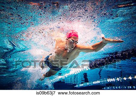 Swimmer doing freestyle in lane View Large Photo Image Stock Photo - Swimmer doing freestyle in lane. Fotosearch