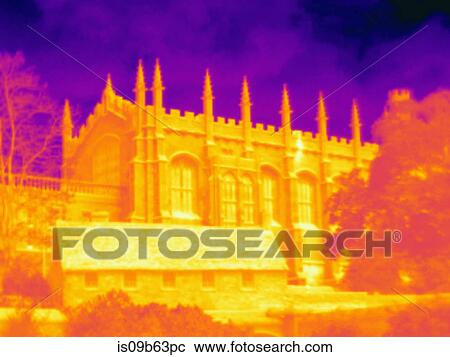 Stock Image - Thermal image of Christ Church Cathedral, Oxford, England, UK. Fotosearch