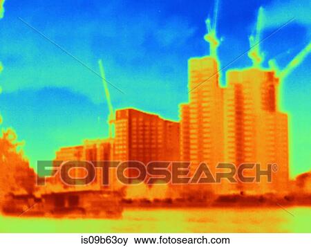 Thermal photograph of skyscrapers and construction cranes, London, UK View Large Photo Image Stock Photo - Thermal photograph of skyscrapers and construction cranes, London, UK. Fotosearch