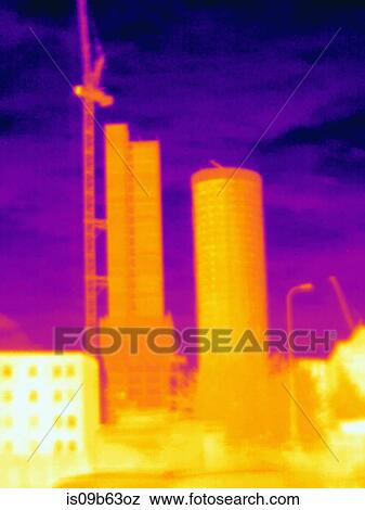 Thermal photograph of skyscrapers and construction crane, London, UK View Large Photo Image Stock Photo - Thermal photograph of skyscrapers and construction crane, London, UK. Fotosearch