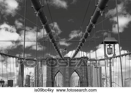 View of Brooklyn Bridge, B&W, New York, USA View Large Photo Image Stock Photo - View of Brooklyn Bridge, B&W, New York, USA. Fotosearch