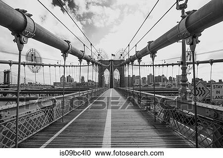 View of Brooklyn Bridge walkway, B&W, New York, USA View Large Photo Image Stock Image - View of Brooklyn Bridge walkway, B&W, New York, USA. Fotosearch