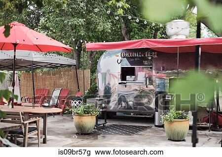 Stock Image - Vintage camper van food truck. Fotosearch