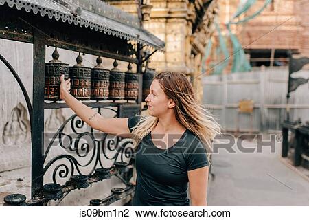 Woman at Monkey Temple, Kathmandu, Nepal View Large Photo Image Stock Image - Woman at Monkey Temple, Kathmandu, Nepal. Fotosearch