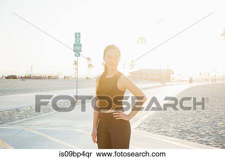 Woman by beach, Long Beach, California, US View Large Photo Image Stock Photography - Woman by beach, Long Beach, California, US. Fotosearch