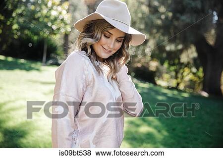 Woman enjoying walk in park, San Rafael, California, US View Large Photo Image Stock Photo - Woman enjoying walk in park, San Rafael, California, US. Fotosearch