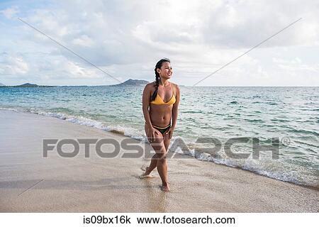 Woman in bikini, Lanikai Beach, Oahu, Hawaii View Large Photo Image Stock Image - Woman in bikini, Lanikai Beach, Oahu, Hawaii. Fotosearch
