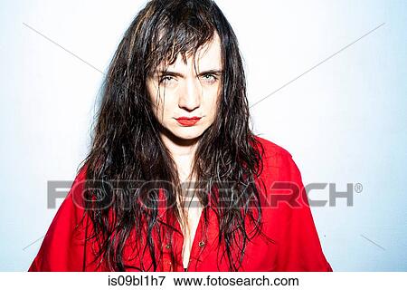 Woman in red, white background View Large Photo Image Stock Photo - Woman in red, white background. Fotosearch