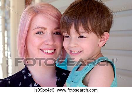 Stock Image - Woman with son. Fotosearch
