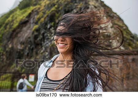 Woman with windswept hair, Nuuanu Pali Lookout, Oahu, Hawaii View Large Photo Image Stock Image - Woman with windswept hair, Nuuanu Pali Lookout, Oahu, Hawaii. Fotosearch