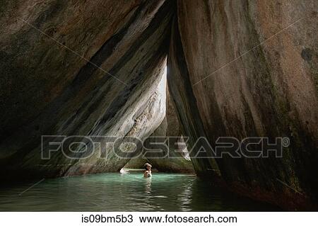 Young woman exploring flooded grotto, Virgin Gorda, British Virgin Islands View Large Photo Image Stock Image - Young woman exploring flooded grotto, Virgin Gorda, British Virgin Islands. Fotosearch