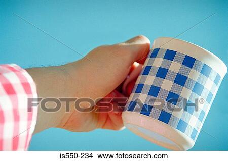 Picture - Blue checked mug. Fotosearch