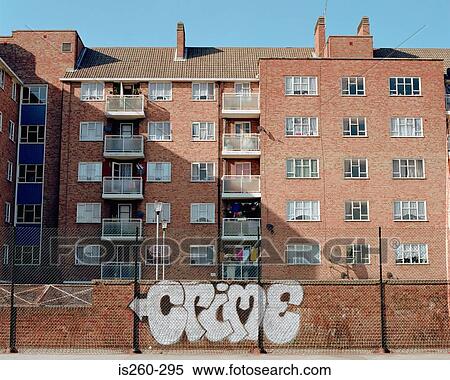 Stock Photography - Graffiti near apartment house. Fotosearch