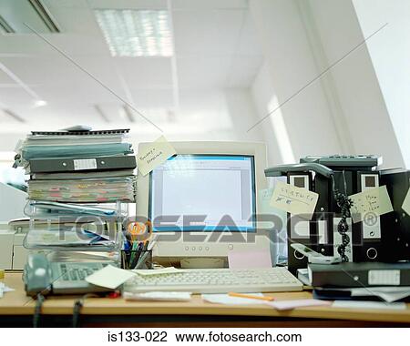 Messy office desk View Large Photo Image Stock Image - Messy office desk. Fotosearch