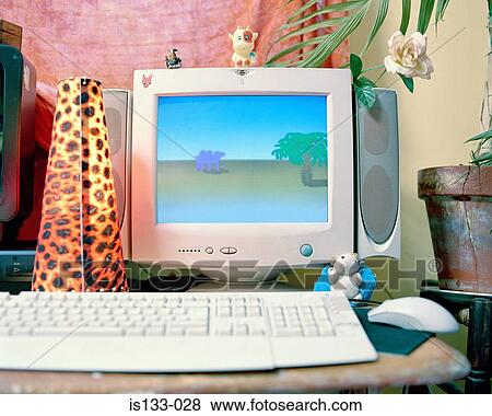 Personal computer and houseplant View Large Photo Image Stock Photo - Personal computer and houseplant. Fotosearch
