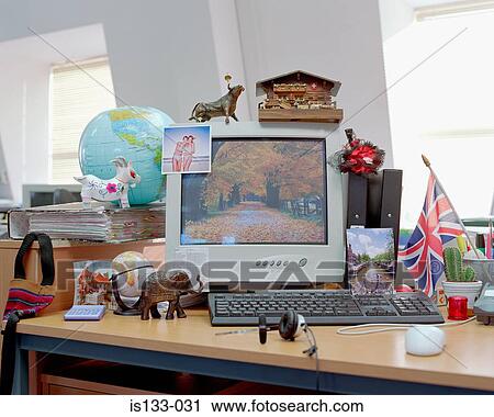 Souvenirs around computer View Large Photo Image Stock Image - Souvenirs around computer. Fotosearch