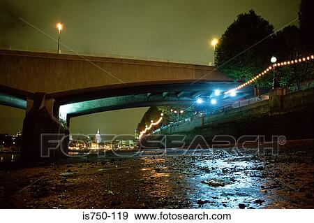Stock Photo - Waterloo Bridge at night. Fotosearch
