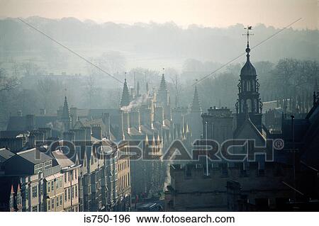Stock Photograph - City of Oxford in mist. Fotosearch
