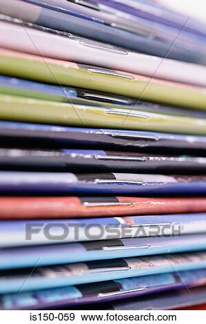 Stack of magazines View Large Photo Image Stock Photo - Stack of magazines. Fotosearch