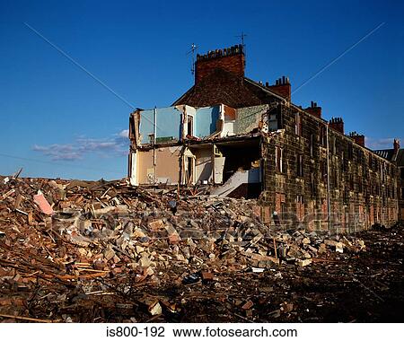 Row of houses being demolished View Large Photo Image Stock Image - Row of houses being demolished. Fotosearch