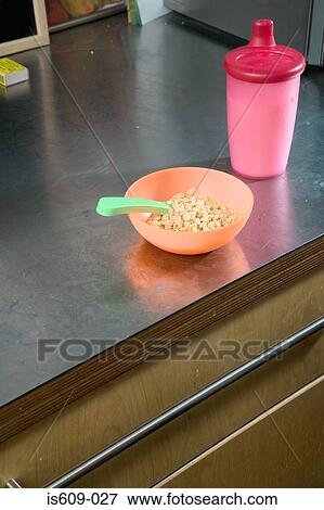 Breakfast cereal on kitchen counter View Large Photo Image Stock Photo - Breakfast cereal on kitchen counter. Fotosearch