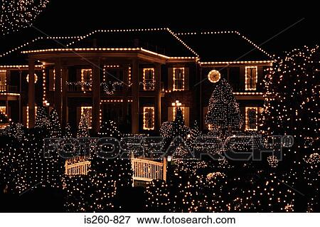 House illuminated by christmas lights View Large Photo Image Stock Photo - House illuminated by christmas lights. Fotosearch