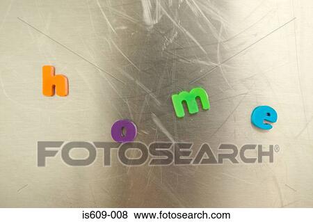 Stock Photo - Letter magnets on refrigerator. Fotosearch