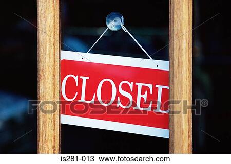 Stock Image - Closed sign in a shop window. Fotosearch