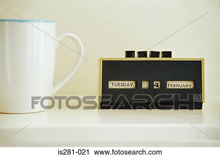 Coffee cup and retro calendar View Large Photo Image Stock Image - Coffee cup and retro calendar. Fotosearch