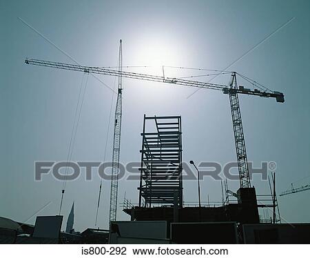 Stock Image - Construction site in silhouette. Fotosearch