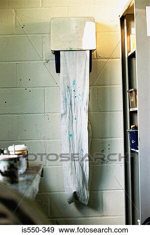 Stock Photo - Blue paint on towel. Fotosearch