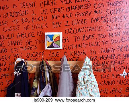 Clothes hanger and handwriting on wall View Large Photo Image Stock Photo - Clothes hanger and handwriting on wall. Fotosearch