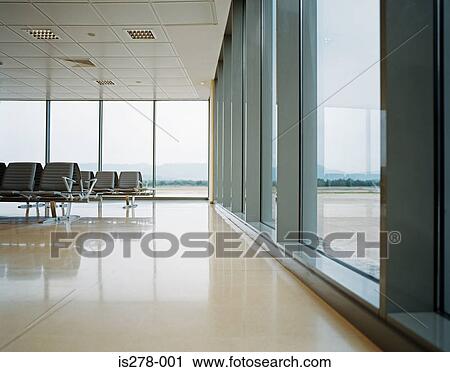 Stock Image - Empty airport lounge. Fotosearch