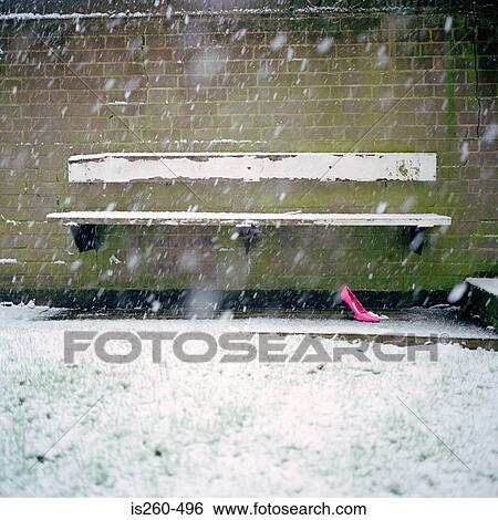 Empty bench in snow View Large Photo Image Stock Photograph - Empty bench in snow. Fotosearch