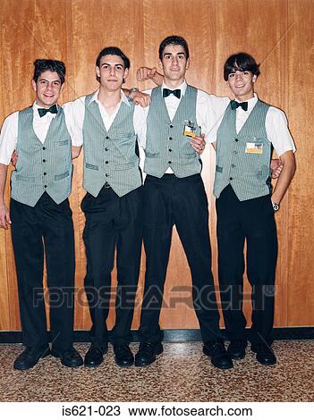 Four waiters View Large Photo Image Stock Image - Four waiters . Fotosearch